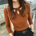thumbnail image 2 of Women's O-neck Stretch Sexy Pullover Lady 2024 Autumn Winter Hollow Solid Color Sweater Slim Bottoming Shirt Jumper Sueter 16639, 2 of 9