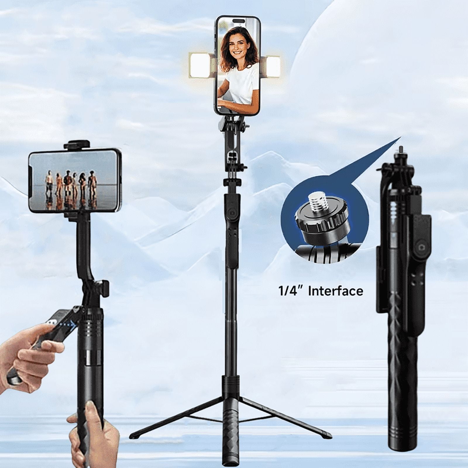 FANGTUOSI Monopod Remote Shutter With Fill Light for iPhone Samsung Xiaomi Phone Holder Mini Tripod Wireless Bluetooth Selfie Stick