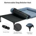 thumbnail image 3 of Cooling Elevated Dog Bed + Removable Deluxe Plush Pillow Cushion, Raised Dog Bed with Washable Bolster Mat, Breathable Teslin Mesh, No-Slip Feet, 35" x 22" Dog Couch Bed,Blue-Rose Velvet, 3 of 12
