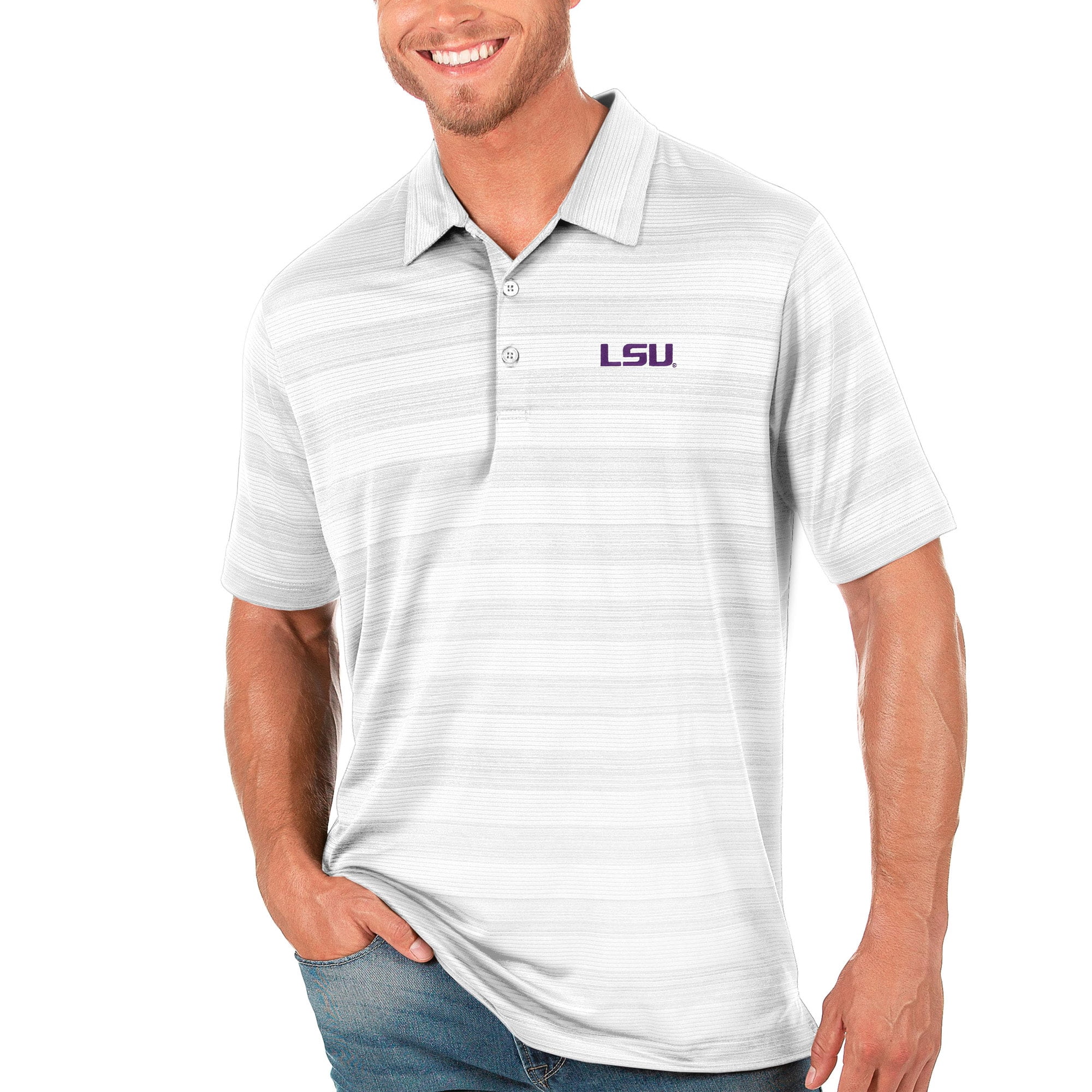 LSU Tigers Antigua Compass Polo - White 