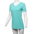 thumbnail image 5 of A2Y Women's Basic Solid Premium Cotton Short Sleeve V-neck T Shirt Tee Tops Ash Mint L, 5 of 6