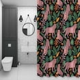 thumbnail image 4 of Pink Leopard Shower Curtain for Bathroom Decor, Green Palm Leaf Waterproof Fabric Shower Curtain, 36"x78" Set with 12 Hooks, 4 of 9
