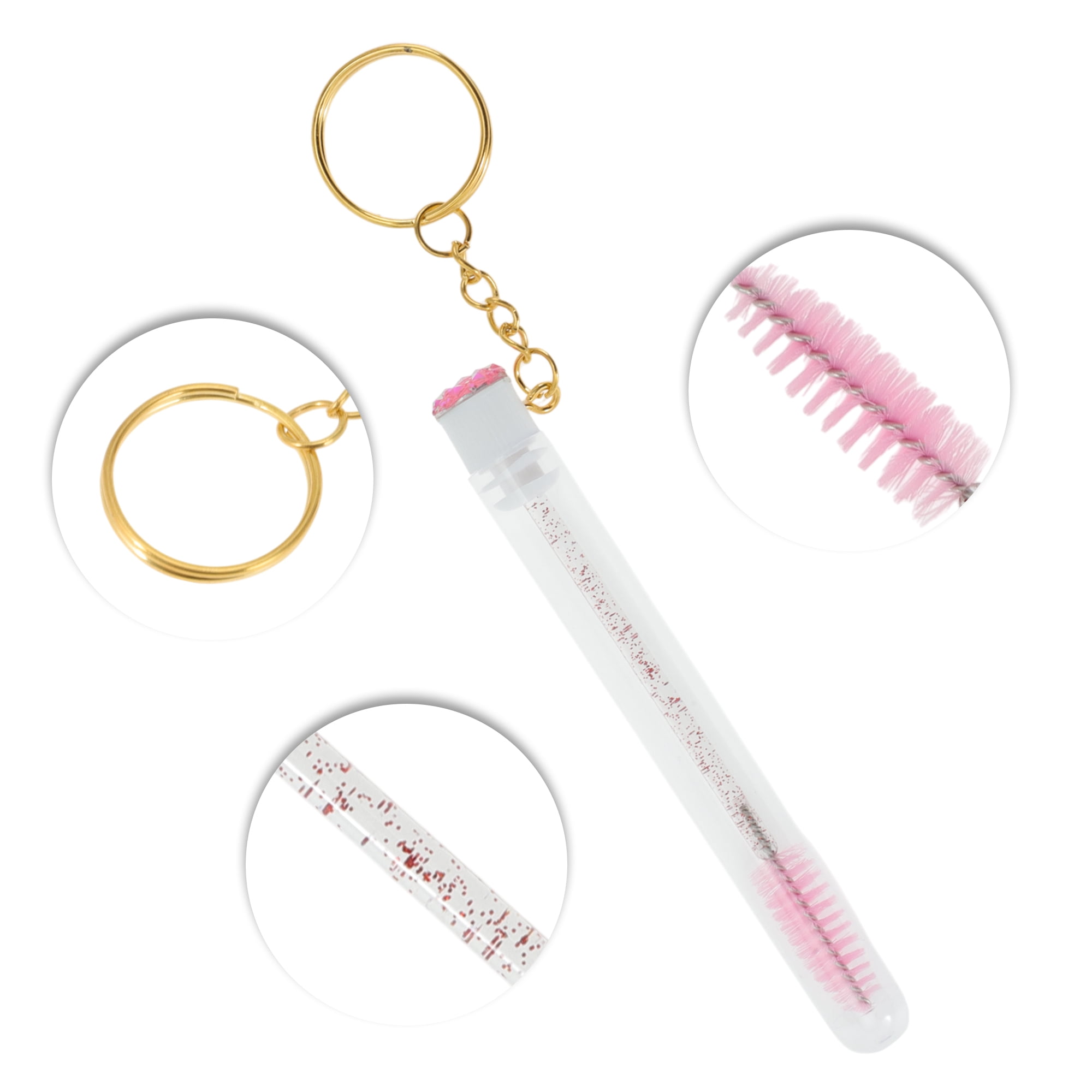 Unique Bargains 1 Pc Durable Eyelash Brush in Tube Design with Gold-Tone Buckle Pink