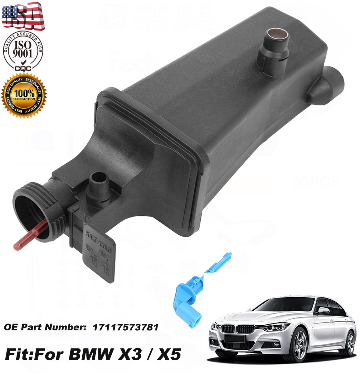 Engine Coolant Antifreeze+Radiator Reservoir Overflow Tank kit For BMW 5 6 Serie Automotive