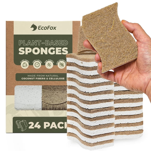 Esponjas de cocina EcoFox, 24 unidades, de origen vegetal, antiarañazos