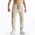 thumbnail image 2 of Wyobmus Men's Lightweight Sweatpants Elastic Wasit Jacquard Texture Lounge Pants Elastic Bottom Casual Jogging Pants With Pockets D-Khaki, 2 of 5