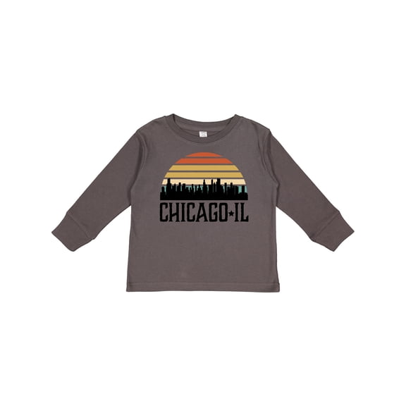 Inktastic Chicago Illinois Skyline Vintage Boys or Girls Long Sleeve Toddler T-Shirt