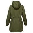 thumbnail image 4 of Women's Plus Size Lightweight Hooded Waterproof Windproof Solid Trench Coat Rain Jacket, Army Green, Size L, 4 of 4