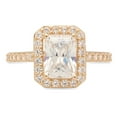 thumbnail image 3 of 2.07 ct Emerald Cut Genuine Cultured Diamond VS1-VS2 I-J 14K Yellow Gold Halo Promise Wedding Statement Engagement Designer Ring W/ Crystal side stones size 9.5, 3 of 6