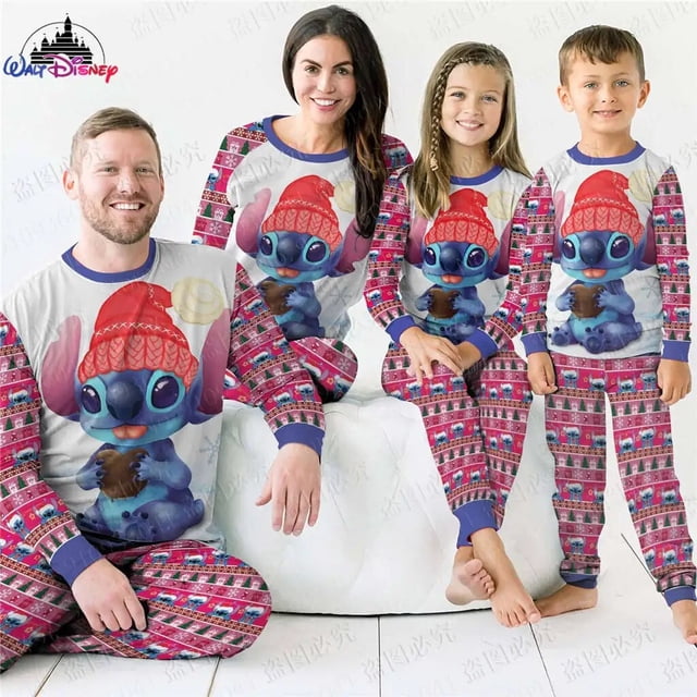 Disney-traje de pijama de punto de Navidad para padres e hijos, traje de pijama feo de alta calidad con estampado 3D de talla estadounidense, 2022