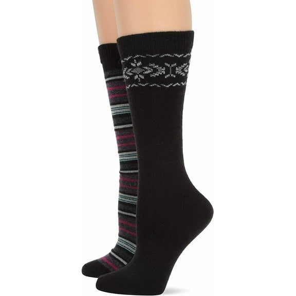 Wise Blend Womens Socks, Angora Wool Pattern Knee High Socks, 2 Pairs