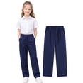 thumbnail image 4 of HILEELANG 4-15 Little/Big Boys and girls Chino Pants Straight Leg Button Front Twill School Uniform Everyday Wear Navy 1 Pack,Size 7-8T, 4 of 14