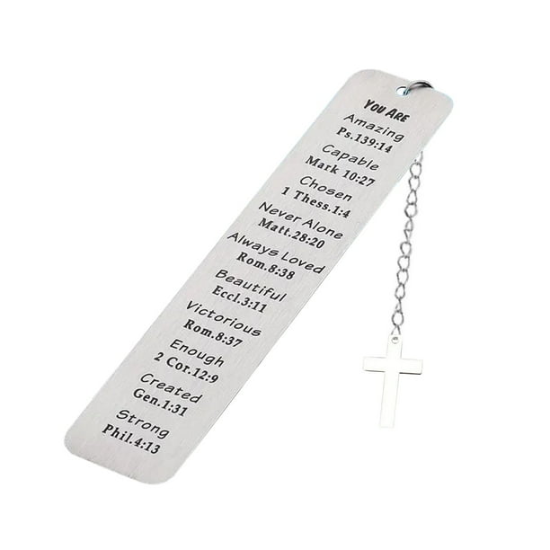 Marcadores regla de acero inoxidable de 2 piezas con texto inspirador - Set de marcadores metálicos para lectores, regalo de papelería de novedad