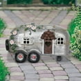thumbnail image 4 of Exhart Solar Silver Camping Trailer Garden Statue, 6 inch, Resin, 4 of 8