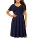thumbnail image 1 of Vestido de verano de color sólido con cuello en V y manga corta cómodo para mujer Pompotops ghjkhdj12225, 1 of 4