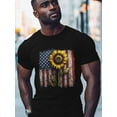 thumbnail image 2 of USA Flag Sunflower Men's T Shirts T-Shirt for Men Crew Neck Tees Cotton Tops, Black, S, 2 of 7