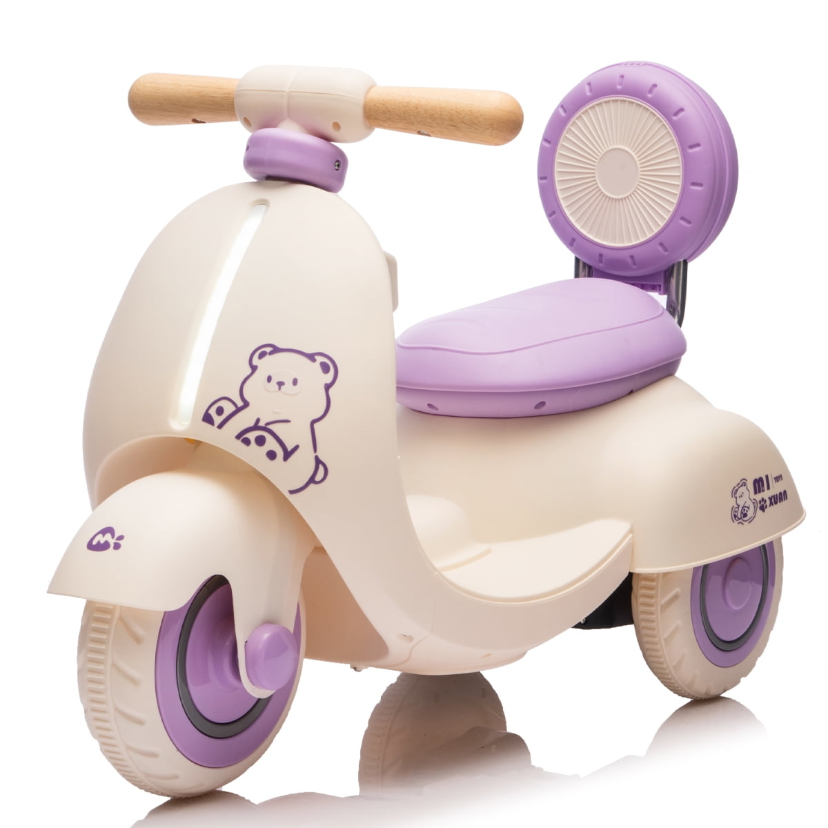 12V Kids Ride On Electric Motorcycle,Toddler Scooter W/Parents Control,Three-Wheel Stable Design,Special Wooden Handle,Smoother Output and Slow Start&Stop,More Suitable For 1-3 Years BABY's First Toy