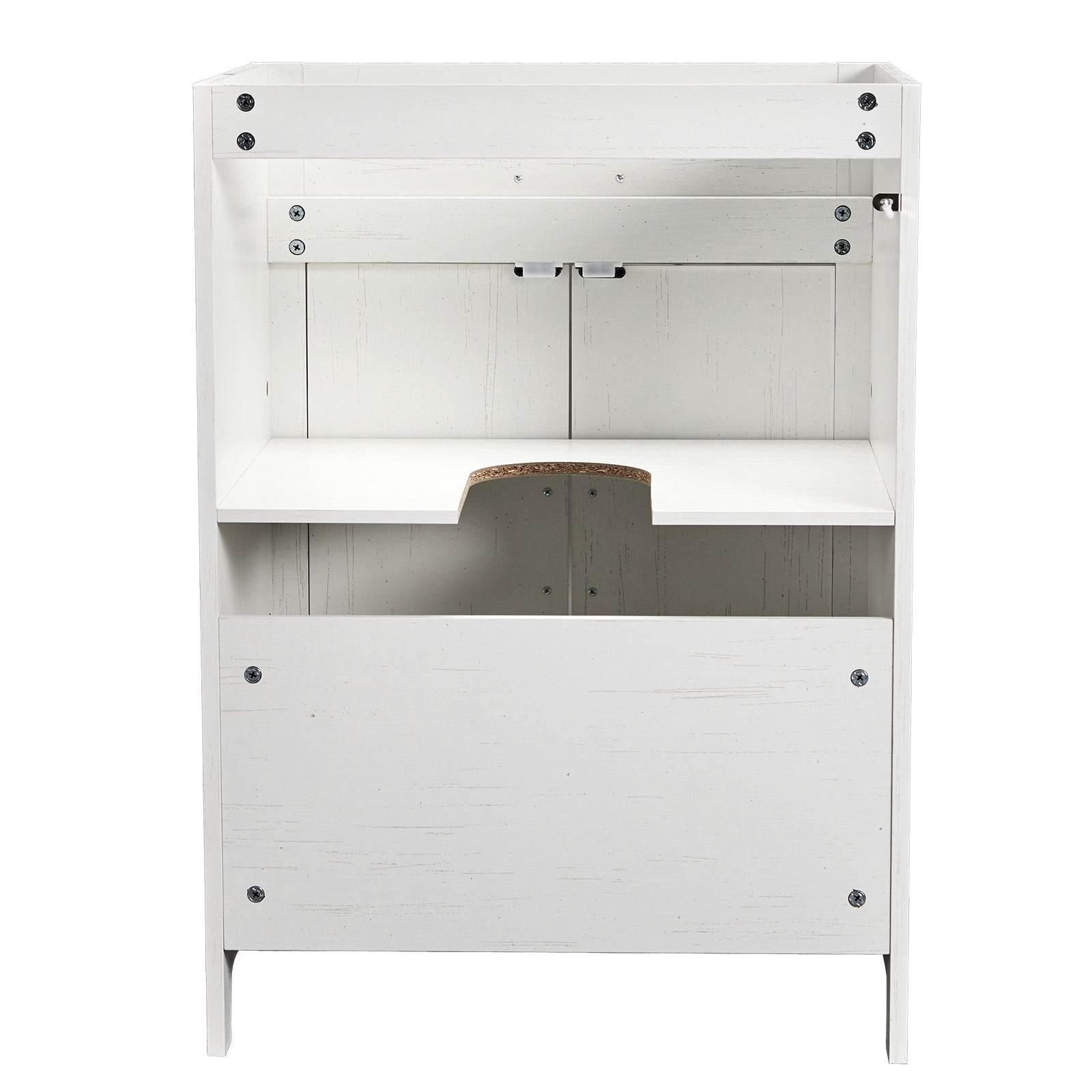 Ktaxon Farmhouse 24'' Bathroom Vanity Cabinet without Sink Ceramic Top, Washed White (Only Cabinet)