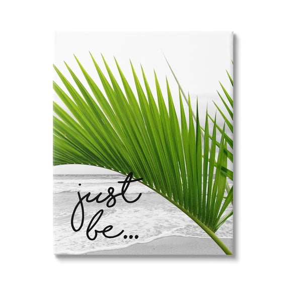 Stupell Industries Just Be Soothing Green Palm Seaside Ocean Shore Graphic Art Gallery Wrapped Canvas Print Wall Art, Design by J. Weiss