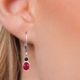 thumbnail image 3 of Gem Stone King 14K Two Tone Gold Red Ruby and Blue Sapphire Dangle Earrings for Women | 2.30 Cttw | Gemstone July Birthstone | Oval 7X5MM, 3 of 6