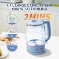 thumbnail image 6 of iSiLER 1500W Electric Glass Kettle, 1.7L Cordless Hot Water Boiler, BPA-Free with Auto Shut-Off & Boil-Dry Protection, Quick Fill Lid, Portable Blue Illuminated Teapot, 6 of 6