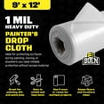 thumbnail image 4 of BOEN 9x12 Plastic Drop Cloth – 3-Pack, 1 Mil Painters Plastic Sheeting Roll – Waterproof, Tear-Resistant Paint Tarp for Furniture, Floors, Windows, Dust Protection – Multipurpose & Disposable, 4 of 6