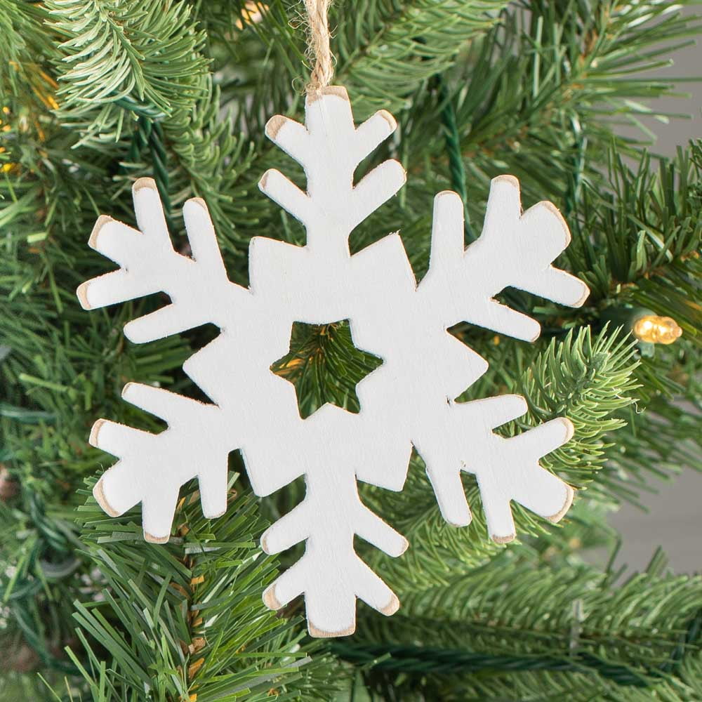 24pcs White Wooden Snowflake Ornaments - for Christmas - Factory Direct Craft