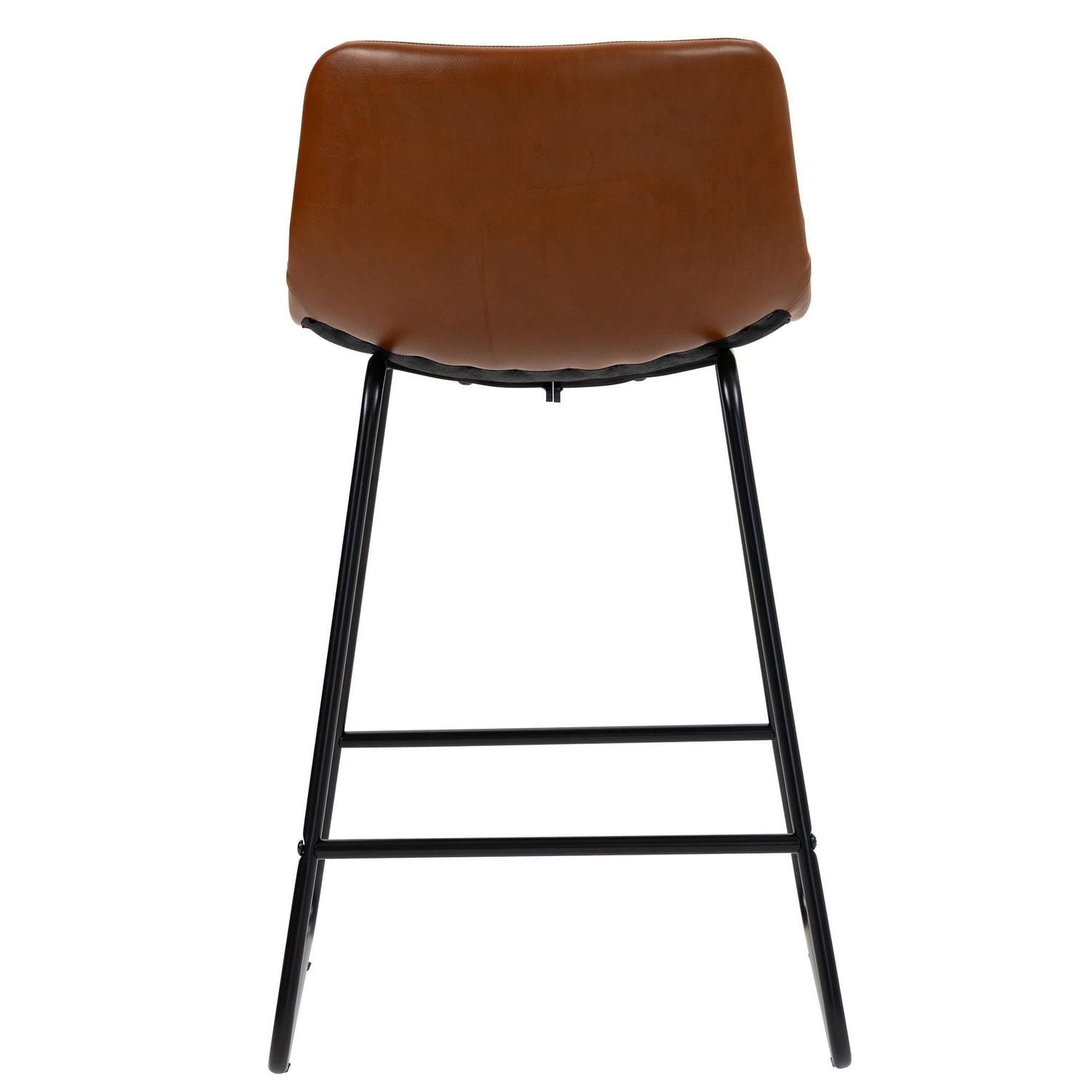 Hometrends Counter Height Stool with PU Seat, Dark Brown Seat and Black Steel Frame for Indoor, Hometrends Counter Stools