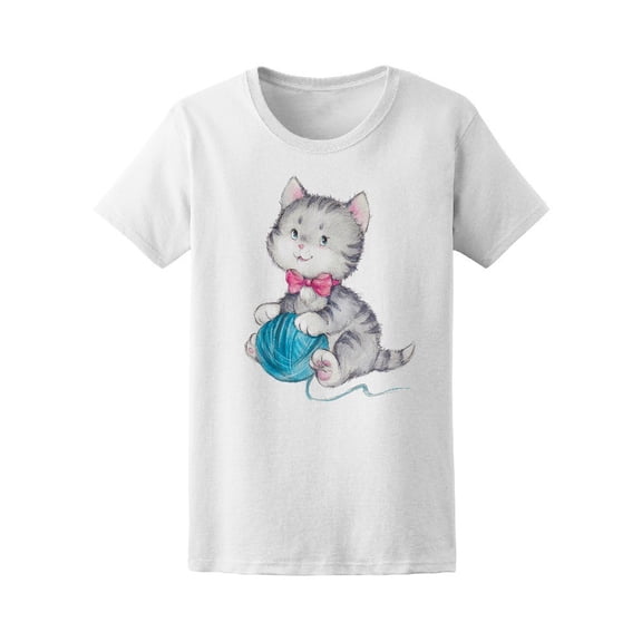 Funny Kitten Playing Tee Women's -Image by Shutterstock