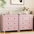 thumbnail image 6 of FANRAL 3 Large Drawer Nightstand,29.5" Tall Night Stand,27.5" Wide Side Table,Wood Bedside Table Modern End Table,Small Wide Dresser for Bedroom,Pink Nightstand, 6 of 7