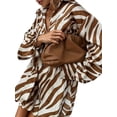 thumbnail image 3 of Women 2 Piece Short Sets Print Vacation Outfits Tops Resort Brown S, 3 of 7