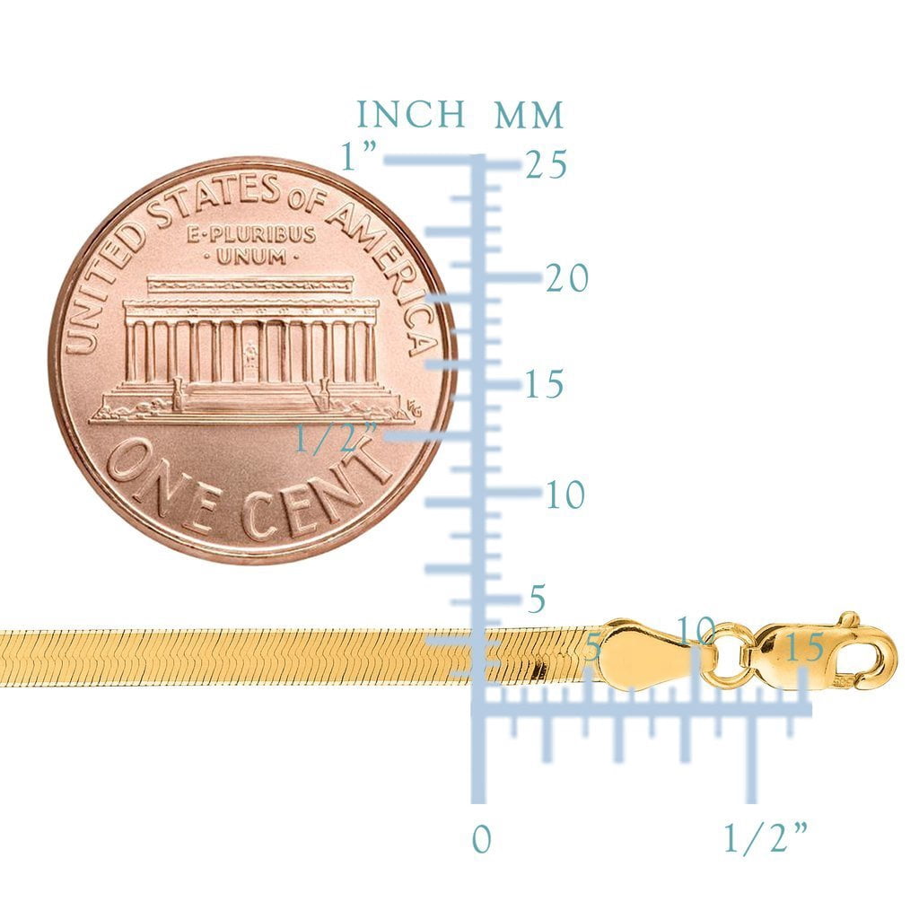 10k SOLID Yellow Gold 2.8mm Herringbone Chain Necklace or Bracelet for Pendants and Charms with Lobster-Claw Clasp (7", 16", 18", 20 inch)