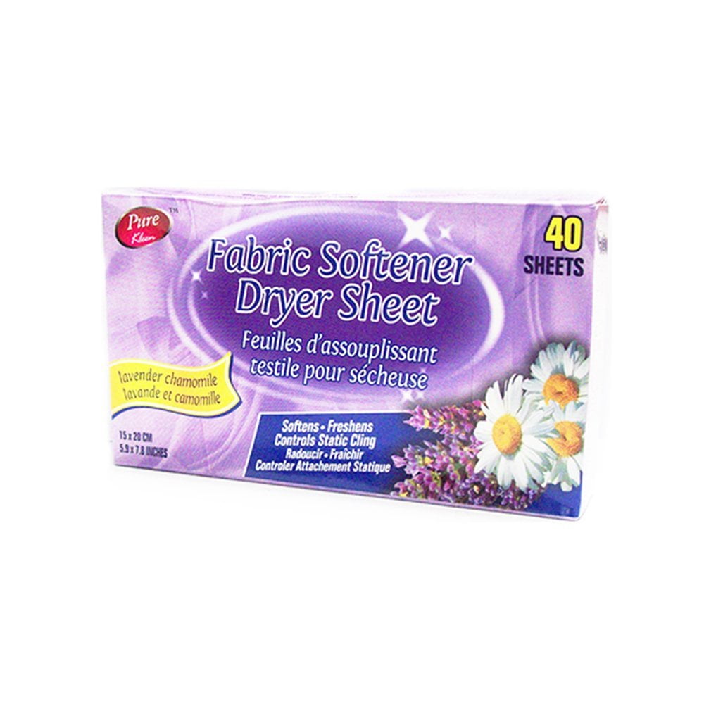 Pure Kleen Fabric Softener Dryer Sheet- Lavender Chamomile (40 Sheets ...