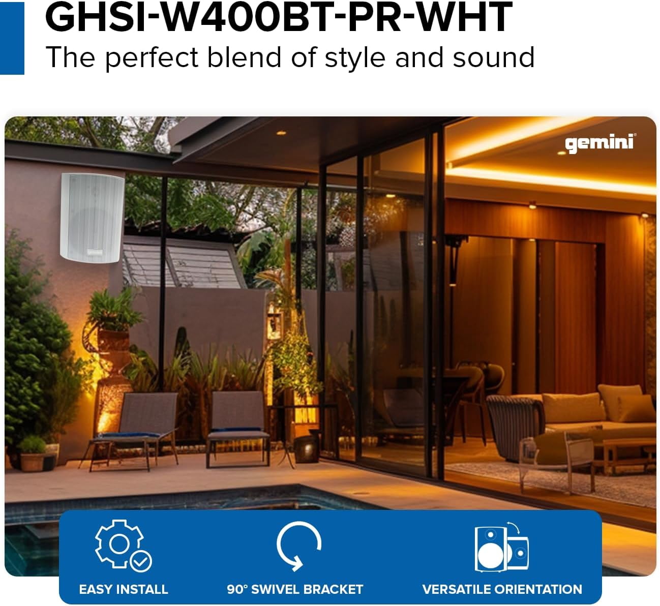 Gemini GHSIW400BTPRWHT White 4 Outdoor Pair Speakers