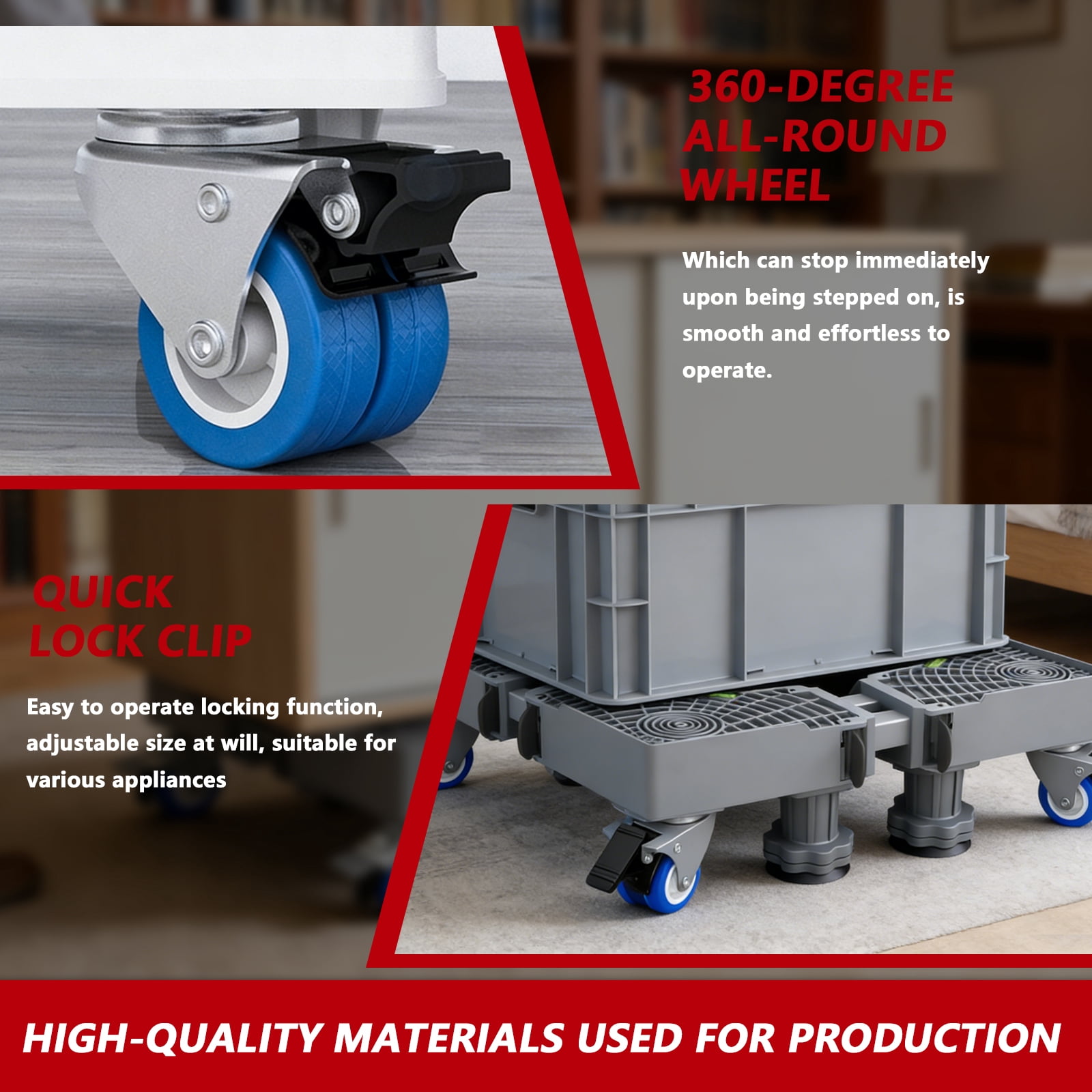 Aniceparthy Mini Fridge Stand Adjustable Refrigerator Stand the universal washing machine bracket has universal wheels Mobile Base Stand Enhanced dual tube 4-pin 4-wheel mobile model