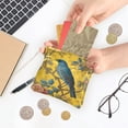 thumbnail image 5 of PU Leather Coin Purse Wallet Compact Water-Resistant Card Cases Money Organizers Bluebird Surrounded by Flowers, 5 of 7