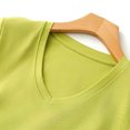 thumbnail image 3 of fatyb Womens Cotton T-Shirts V Neck Short Sleeve Casual Tee Tops Solid Color Breathable Summer T Shirts, 3 of 4