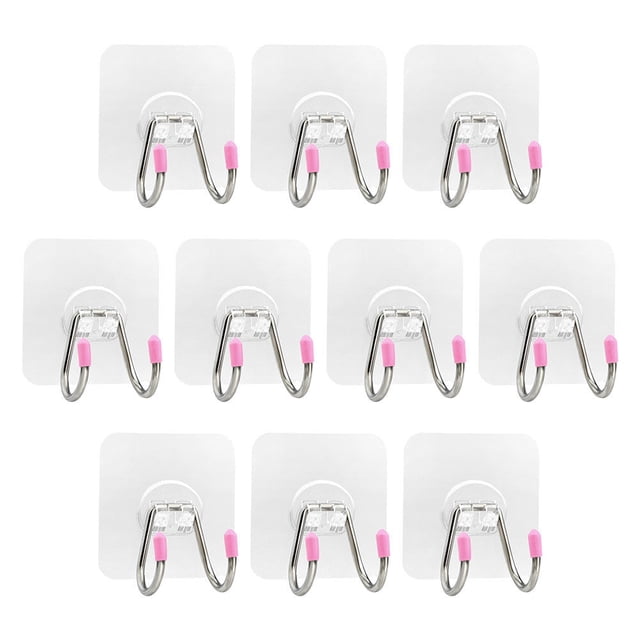 10 ganchos adhesivos de acero inoxidable sin perforaciones para montaje en pared.