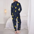 thumbnail image 3 of Pajama Sets for Women 2 Pcs, Bulb Shiny Pattern Button Down Long Sleeve Sleepwear Lounge PJ Sets, 3 of 6