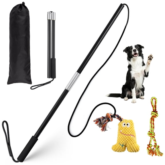Flirt Pole for Dogs, Extendable Dog Chase Toy for Interactive Outdoor Training & Playing