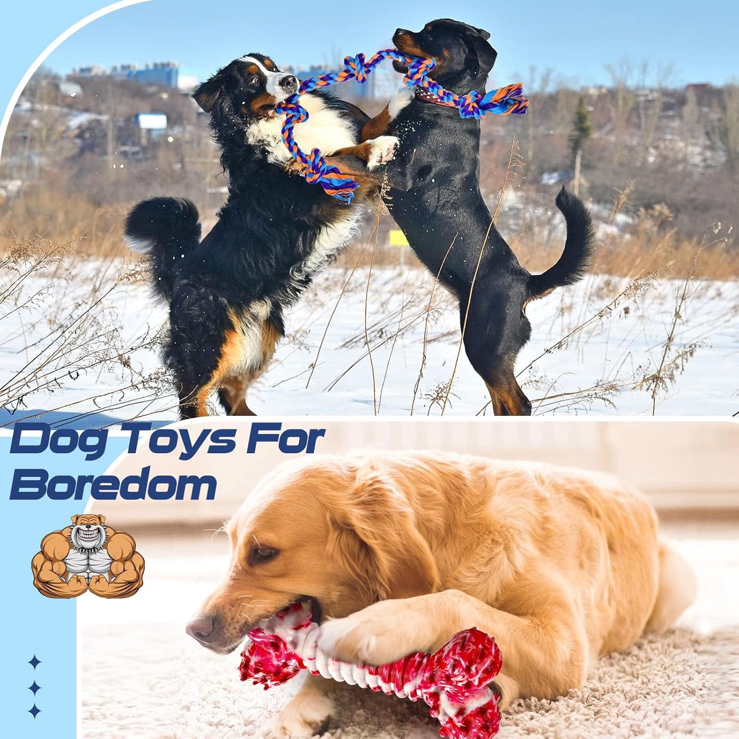 Dog Chew Toys for Aggressive Chewers, 5 Pack Indestructible Dog Toys for Large Breed, Cotton Rope Toys, Tough Bone Chew for Aggressive Chewers Large Breed