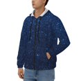 thumbnail image 3 of Wukai Sparkling Blue Glitter Print Men's Zip-Up Hoodie,Fleece Full-Zip Hoodie for Men, Hooded Sweatshirt-3X-Large, 3 of 5