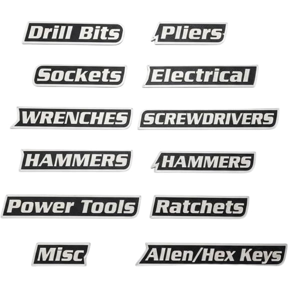 Ngardk 12pcs Magnetic Tool Box Labels, 3D-Printed Tool Box Labels, Quick Identifying Tool Box Drawers