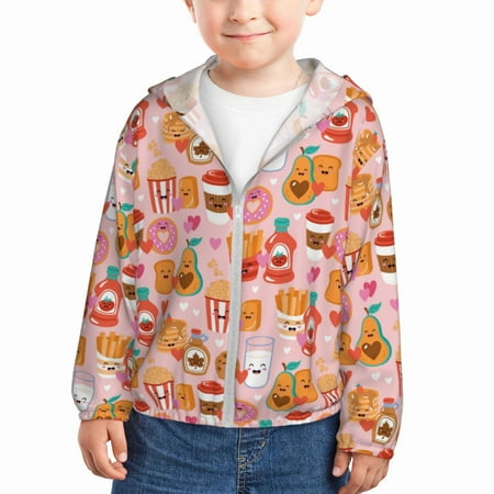 

Lukts Funny Food Print Children s Long-Sleeved Sun Protection Clothing Hooded Sweatshirts for Boys and Girls Outdoor Sports-18 Months