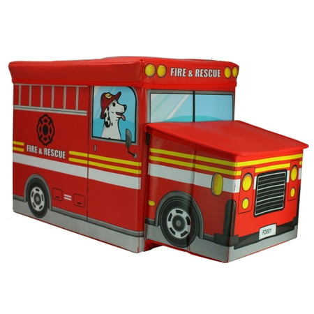 fire truck toy box and desk
