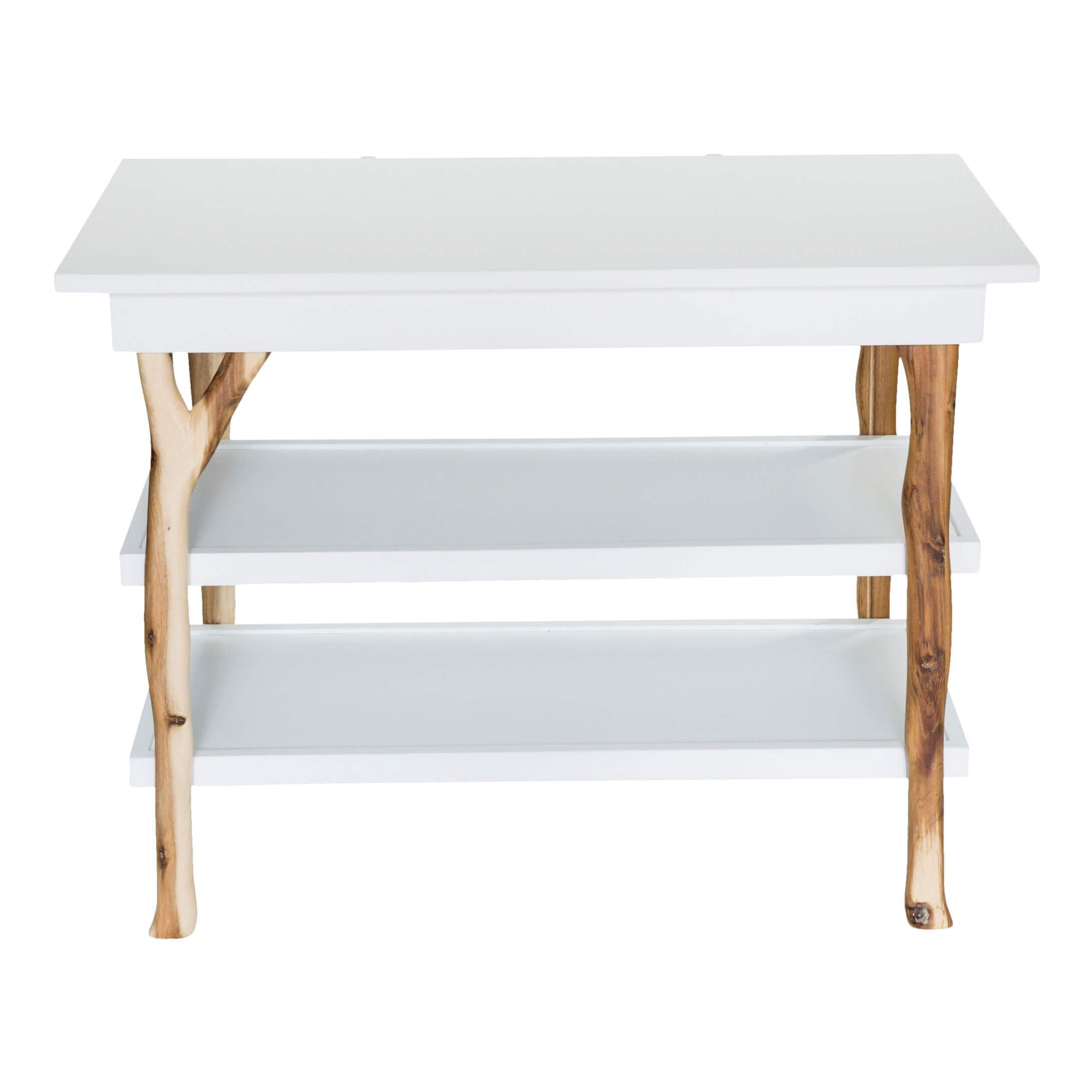 Milk Street Baby Branch Open Shelf Changing Table in Natural with Snow GREENGUARD GOLD CERTIFIED FINISHES