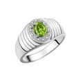 thumbnail image 4 of RYLOS Men's Rings Sterling Silver Classic Halo Of  Diamonds 7X5MM Oval Gemstone Ring Peridot August Birthstone Rings For Men Size 8, 4 of 8