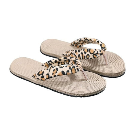 

Babysbule Womens Shoes Clearance Women Shoes Summer Floral Flip Flops Beach Sandals Thongs Slippers Sandals Imitation Hemp Rope Travel Flip-flops Flat-bottom