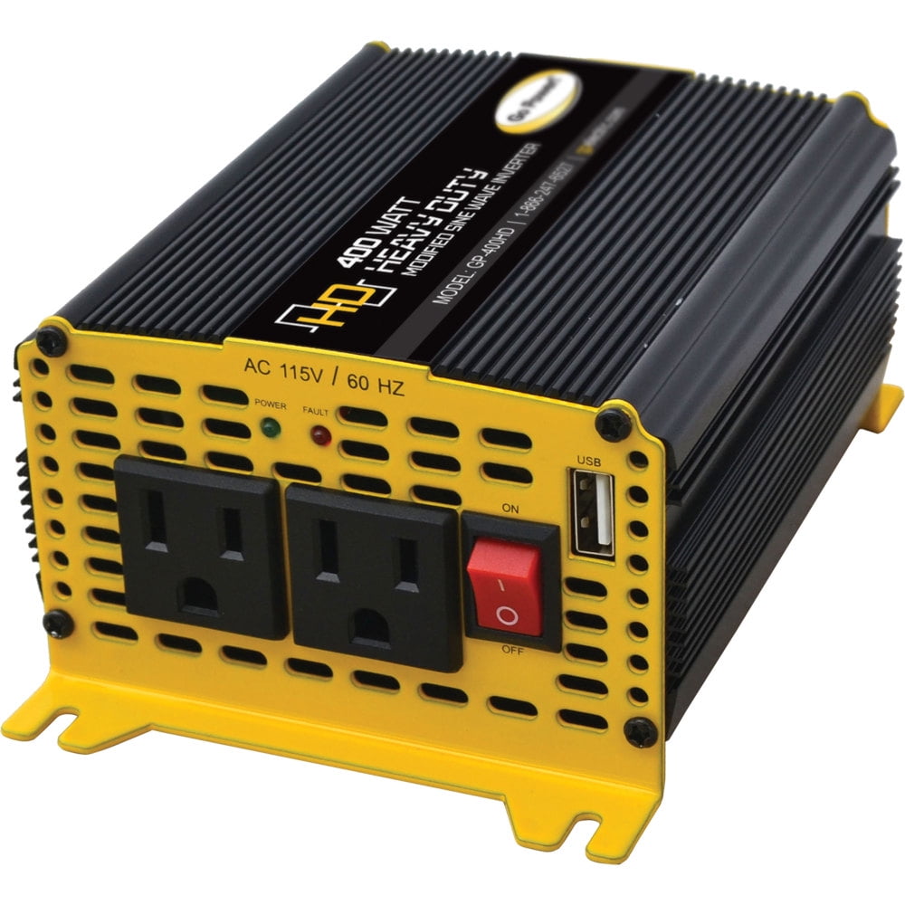 Gp Tech Inverter Go Power! GP-400HD Heavy-Duty Modified Sine Wave Inverter - 400 Watt, 2 ...