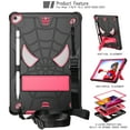 thumbnail image 2 of ELEHOLD Kids Case for iPad 9th/8th/7th Gen 10.2" 2021/2020/2019, Heavy Duty Rugged Cover with Foldable Kickstand Crossbody Shoulder Strap Pencil Holder Shockproof Case for iPad 10.2",Black+Rose, 2 of 6